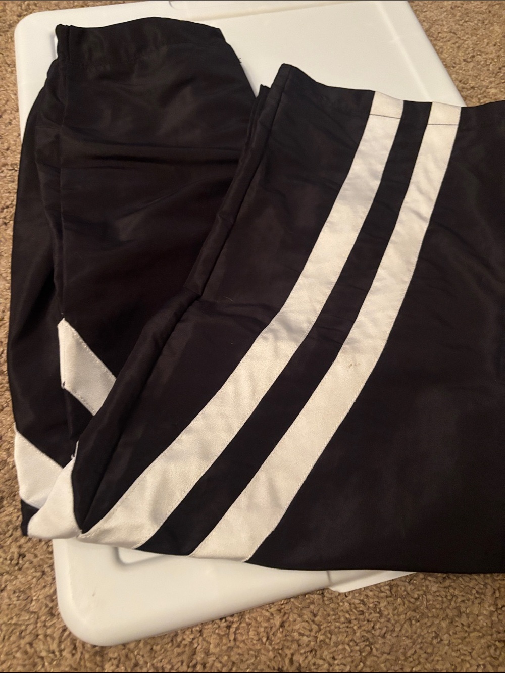 balera Black Dance Wide Leg Track Pants with White Stripes MC